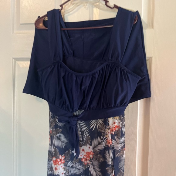 Women Plus Size Navy Blue Tankini Swimwear Bathing Suit Vacation Set 16W 20W 22W - Picture 8 of 12